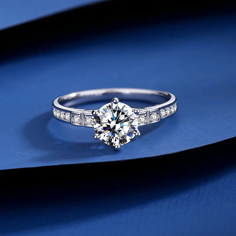 925 Sterling Silver Moissanite Zircon Geometric Rings