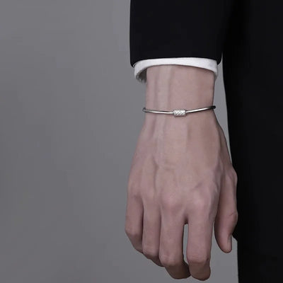 Street Style Snake Bone Bracelet For Men Geometric Pattern High Fashion Gift For Boyfriend Copper Material Round Electroplated