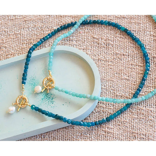 Vacation Geometric natural stone Freshwater Pearl Titanium Steel Beaded Chain Beaded Necklaces Wholesale